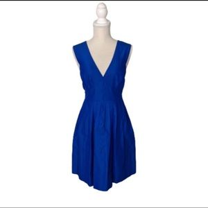 J. Crew Blue V-Neck A-Line Silk Blend Dress (6P) EUC